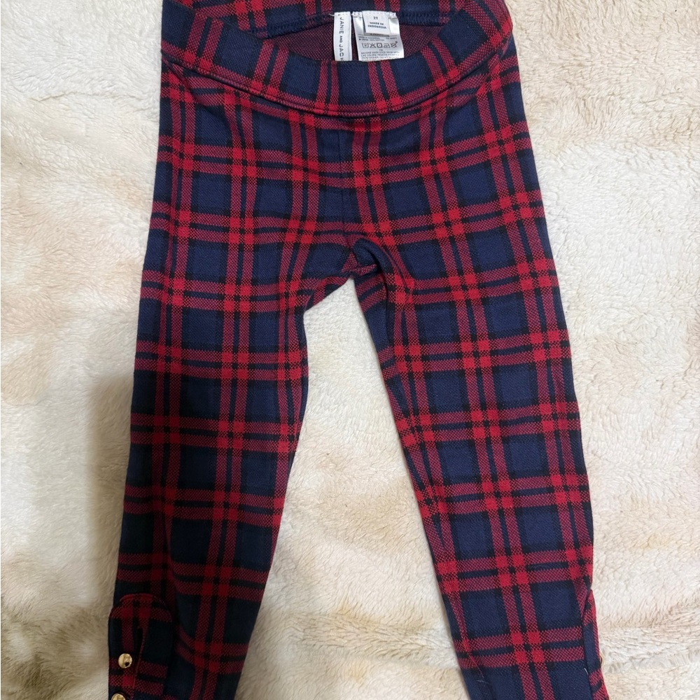 Janie and Jack Red and Blue Plaid Leggings